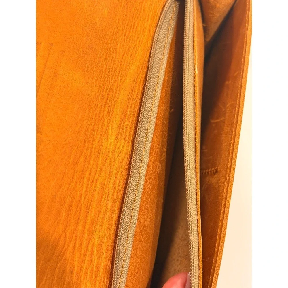 ABLE Cognac Leather Wristlet Wallet Snap Closure‎ Clutch Brown